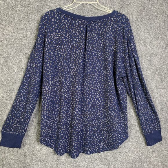 Gilligan & O’Malley Navy Blue Sparkle Star Top Women XXL Thermal Waffle Weave - Picture 8 of 13